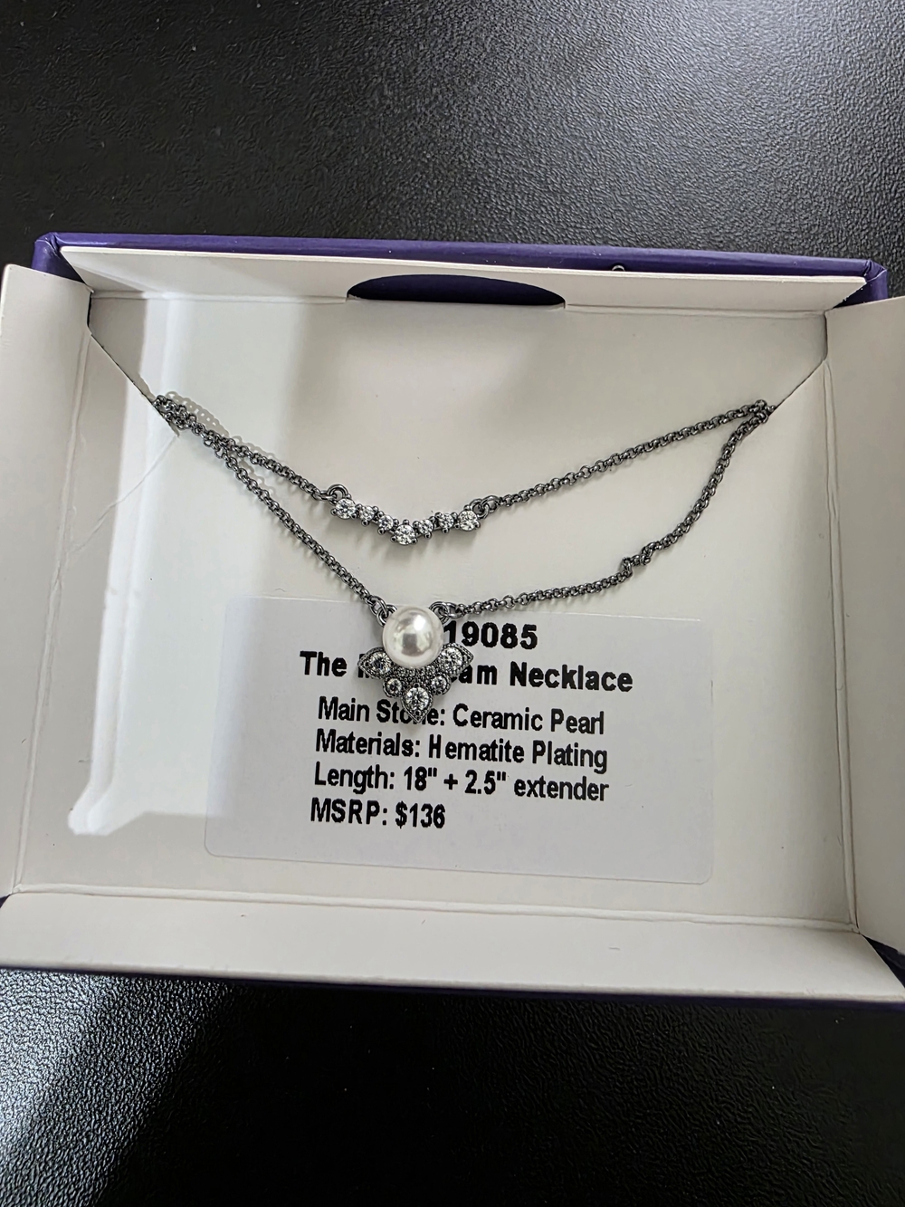 Ceramic Pearl Layered Necklace in Silver Tone